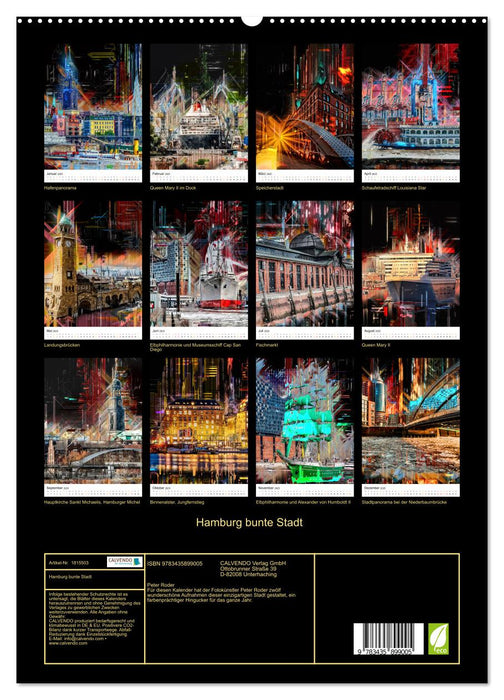 Hamburg bunte Stadt (CALVENDO Premium Wandkalender 2025)