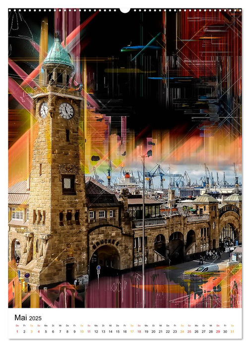 Hamburg bunte Stadt (CALVENDO Premium Wandkalender 2025)