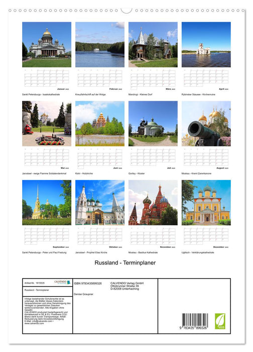 Russland - Terminplaner (CALVENDO Premium Wandkalender 2025)