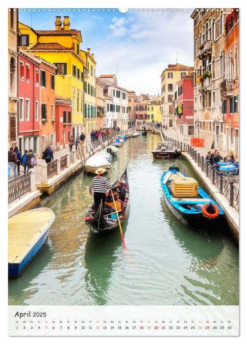 Venedig und Burano, Stadt am Wasser und Insel der bunten Häuser (CALVENDO Premium Wandkalender 2025)