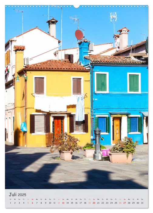 Venedig und Burano, Stadt am Wasser und Insel der bunten Häuser (CALVENDO Premium Wandkalender 2025)