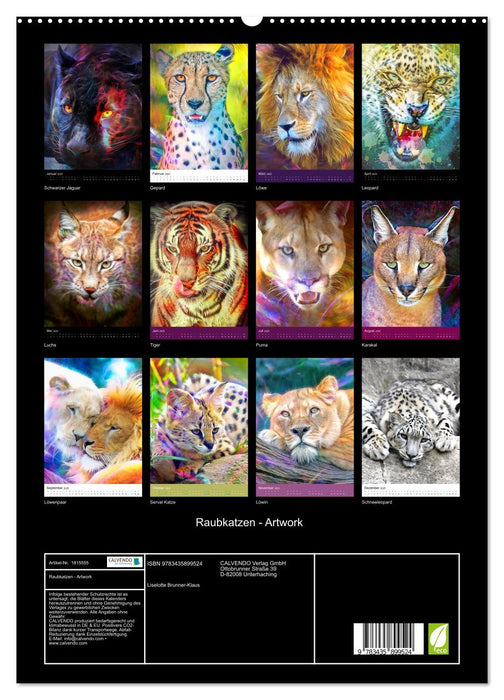 Raubkatzen - Artwork (CALVENDO Premium Wandkalender 2025)