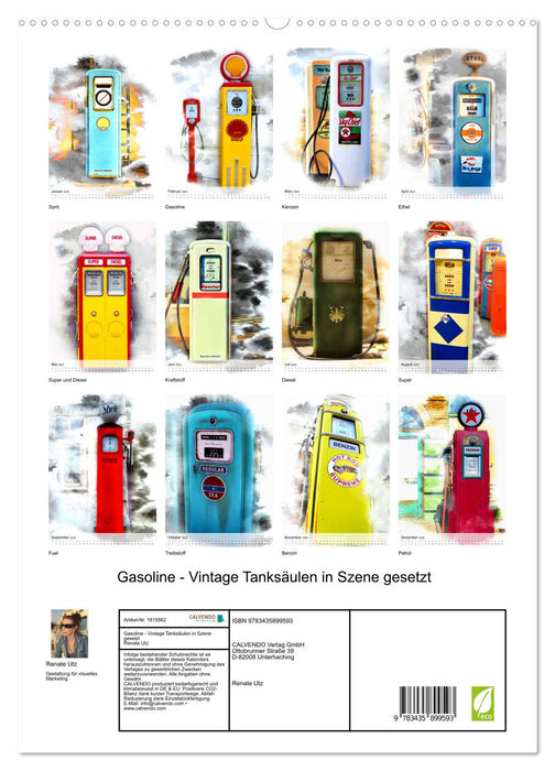 Gasoline - Vintage Tanksäulen in Szene gesetzt (CALVENDO Premium Wandkalender 2025)