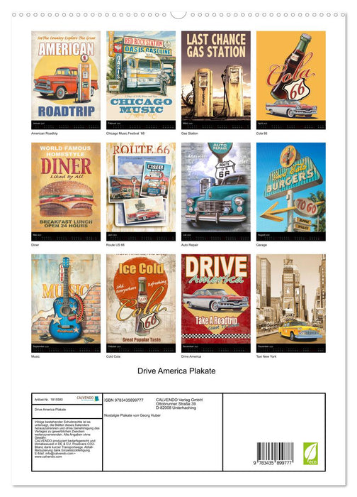 Drive America Plakate (CALVENDO Premium Wandkalender 2025)