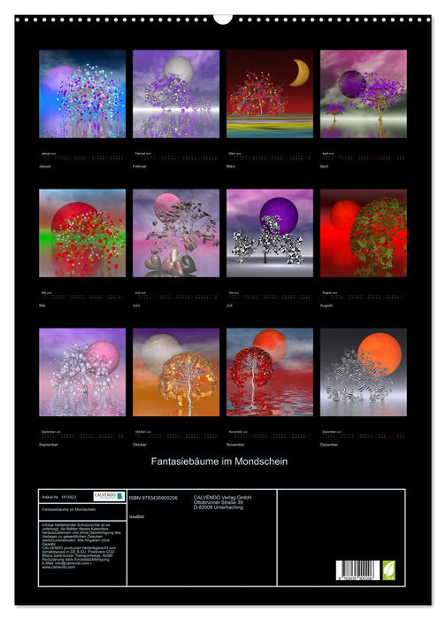 Fantasiebäume im Mondschein (CALVENDO Wandkalender 2025)