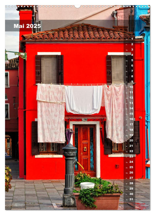 L'isola di Burano - Ein Spaziergang über die farbenfrohe Insel (CALVENDO Premium Wandkalender 2025)