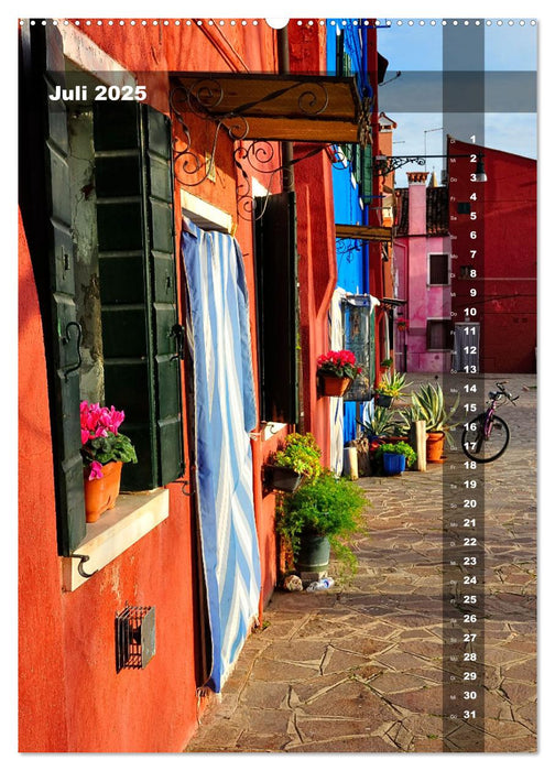 L'isola di Burano - Ein Spaziergang über die farbenfrohe Insel (CALVENDO Premium Wandkalender 2025)