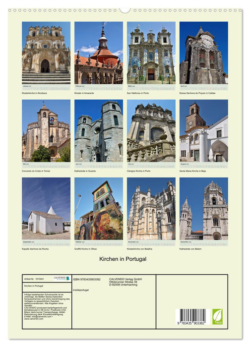 Kirchen in Portugal (CALVENDO Premium Wandkalender 2025)