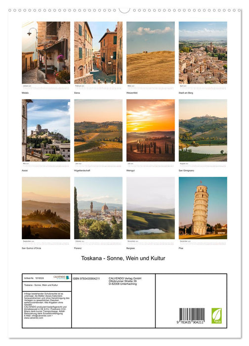 Toskana - Sonne, Wein und Kultur (CALVENDO Premium Wandkalender 2025)