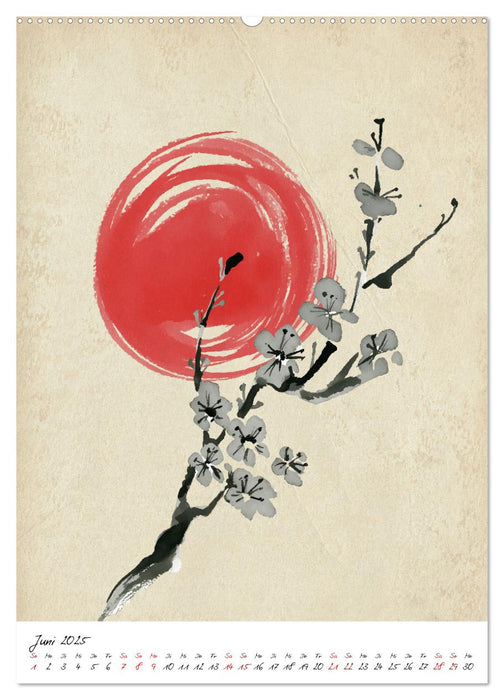 Sumi-e Kunst im japanischen Stil (CALVENDO Premium Wandkalender 2025)