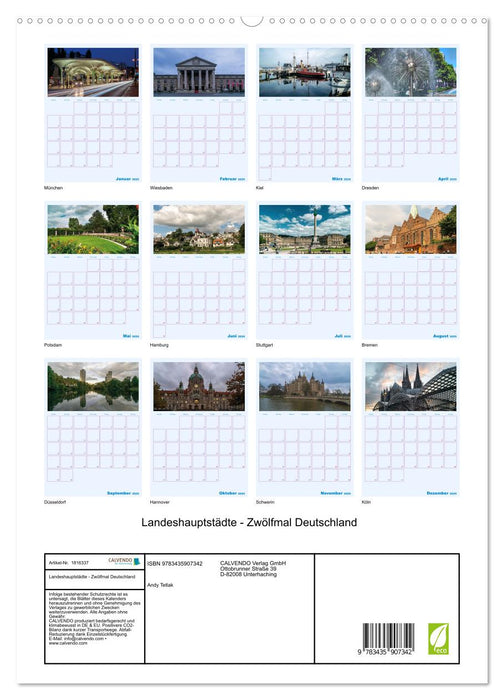 Landeshauptstädte - Zwölfmal Deutschland (CALVENDO Premium Wandkalender 2025)