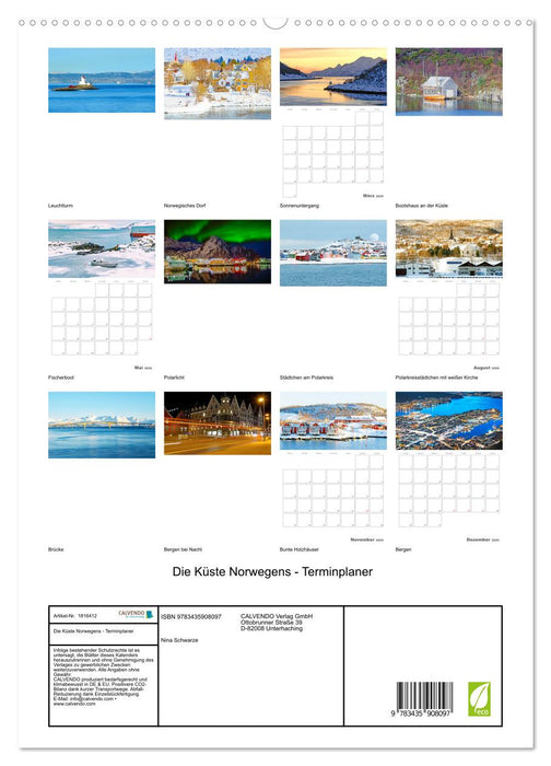 Die Küste Norwegens - Terminplaner (CALVENDO Premium Wandkalender 2025)