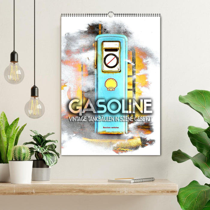 Gasoline - Vintage Tanksäulen in Szene gesetzt (CALVENDO Wandkalender 2025)