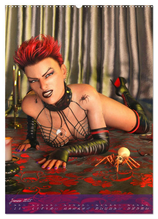Sexy Goth Girls - Gothic Pin Ups (CALVENDO Premium Wandkalender 2025)