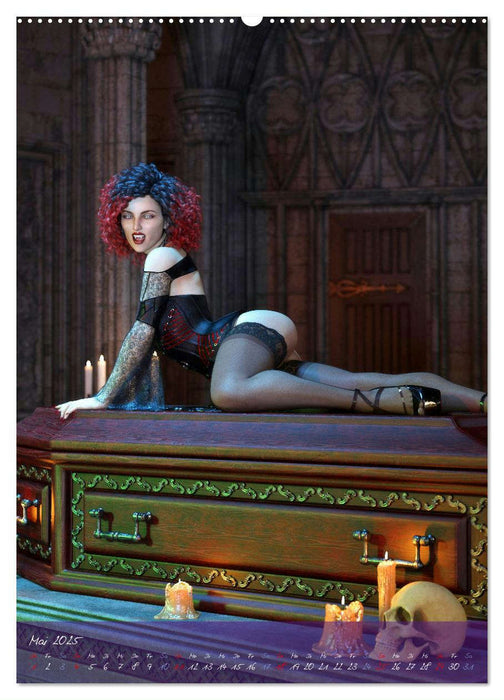 Sexy Goth Girls - Gothic Pin Ups (CALVENDO Premium Wandkalender 2025)