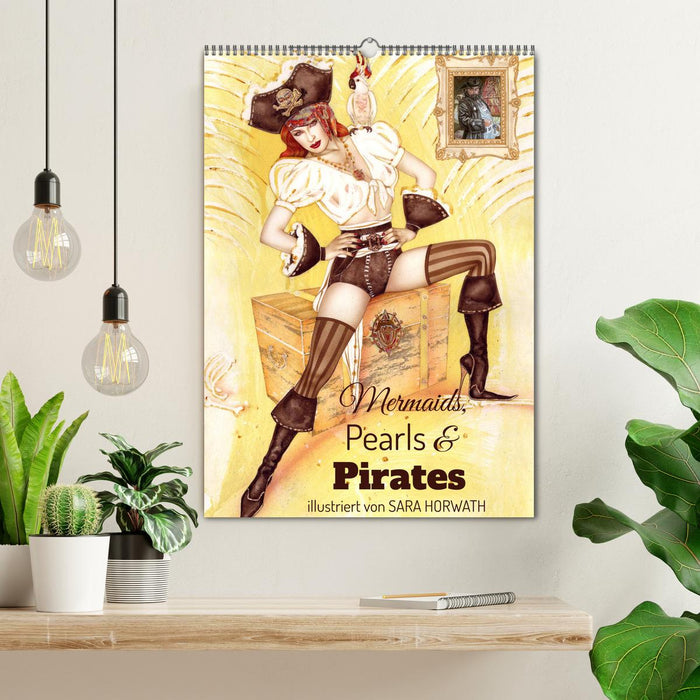 Mermaids, Pearls & Pirates. Sirenen, Perlen und Piraten. Phantasien mit Meeresrauschen (CALVENDO Wandkalender 2025)