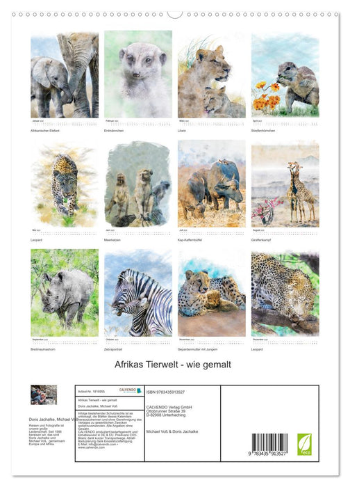 Afrikas Tierwelt - wie gemalt (CALVENDO Premium Wandkalender 2025)