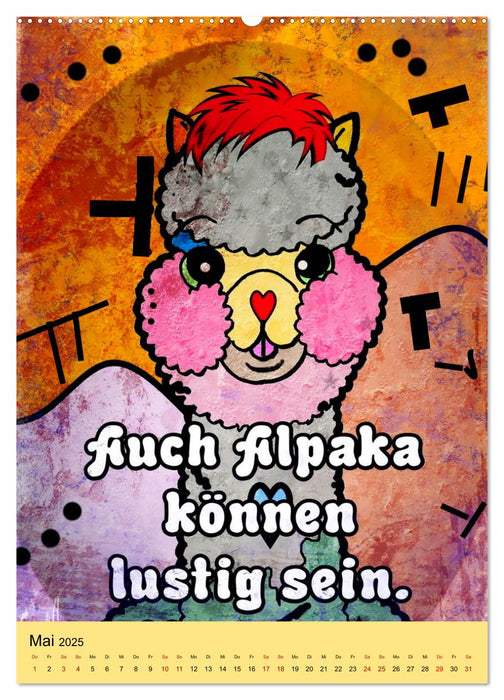 Lustige Pop Art Alpaka (CALVENDO Premium Wandkalender 2025)