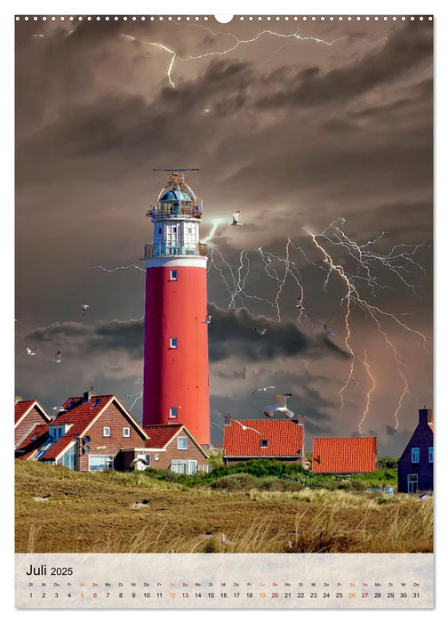 Leuchttürme im Gewitter (CALVENDO Premium Wandkalender 2025)