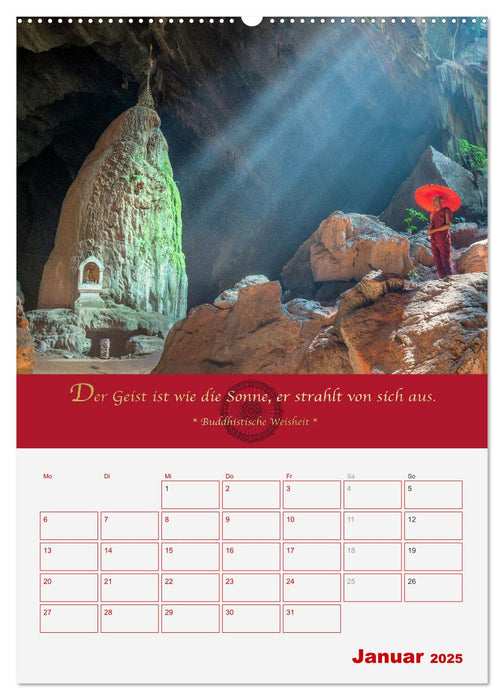 Buddhistische Weisheiten - DER ROTE SCHIRM (CALVENDO Premium Wandkalender 2025)