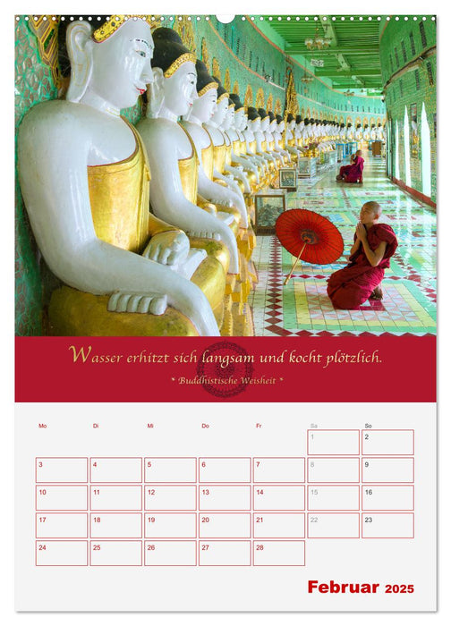 Buddhistische Weisheiten - DER ROTE SCHIRM (CALVENDO Premium Wandkalender 2025)