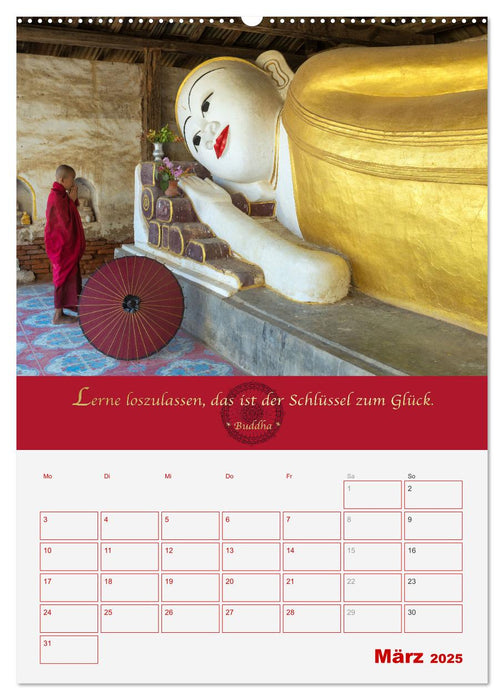 Buddhistische Weisheiten - DER ROTE SCHIRM (CALVENDO Premium Wandkalender 2025)