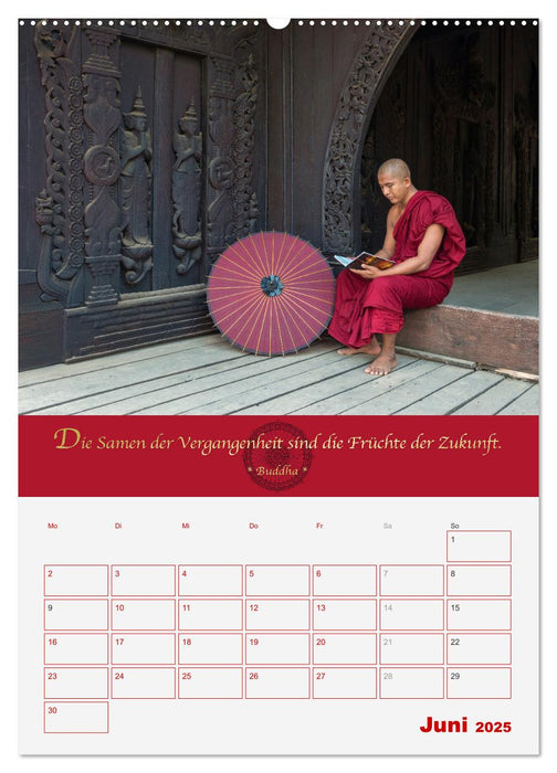 Buddhistische Weisheiten - DER ROTE SCHIRM (CALVENDO Premium Wandkalender 2025)