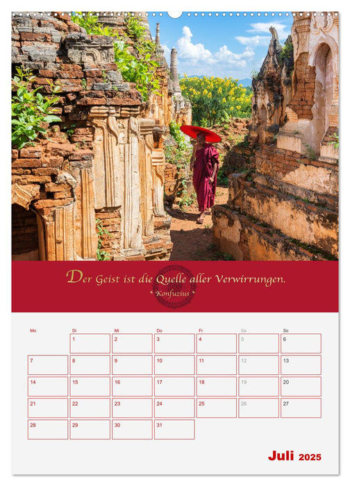 Buddhistische Weisheiten - DER ROTE SCHIRM (CALVENDO Premium Wandkalender 2025)