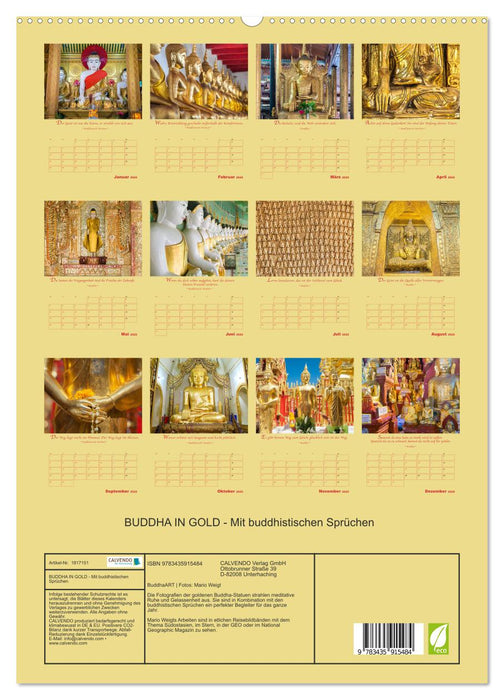 BUDDHA IN GOLD - Mit buddhistischen Sprüchen (CALVENDO Premium Wandkalender 2025)