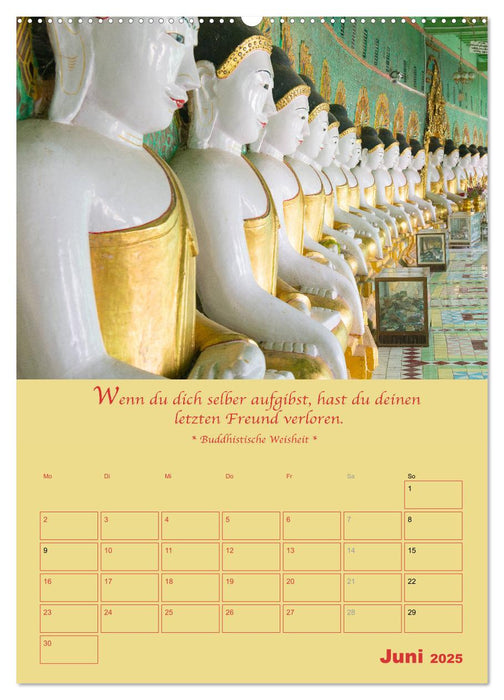 BUDDHA IN GOLD - Mit buddhistischen Sprüchen (CALVENDO Premium Wandkalender 2025)