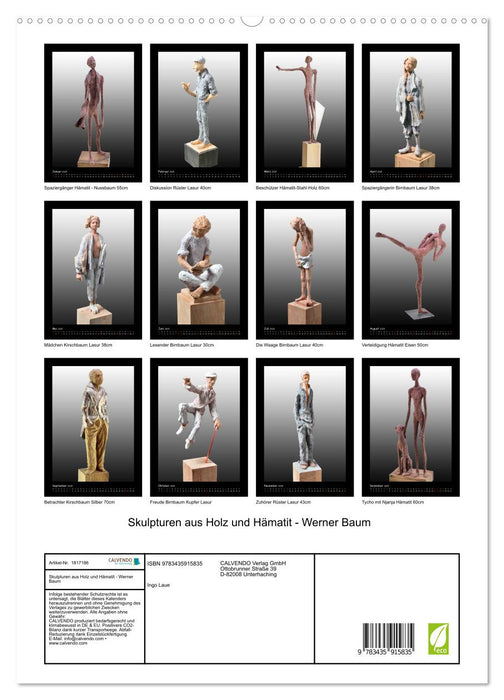 Skulpturen aus Holz und Hämatit - Werner Baum (CALVENDO Wandkalender 2025)