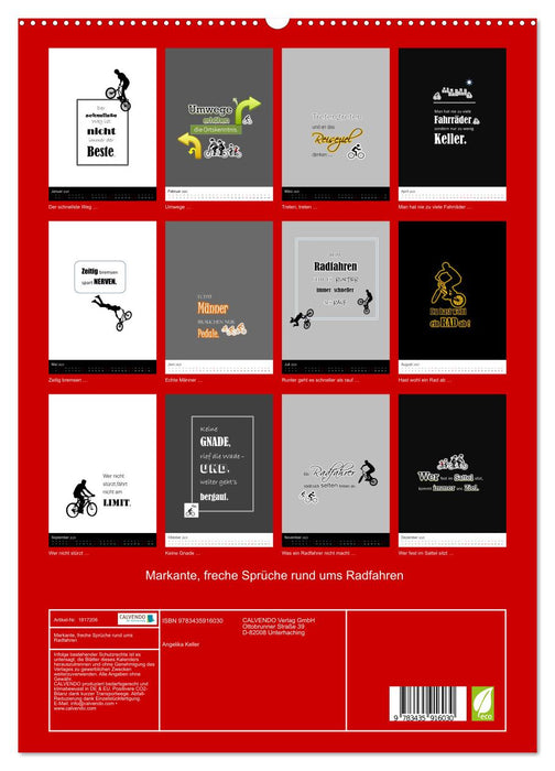 Markante, freche Sprüche rund ums Radfahren (CALVENDO Wandkalender 2025)