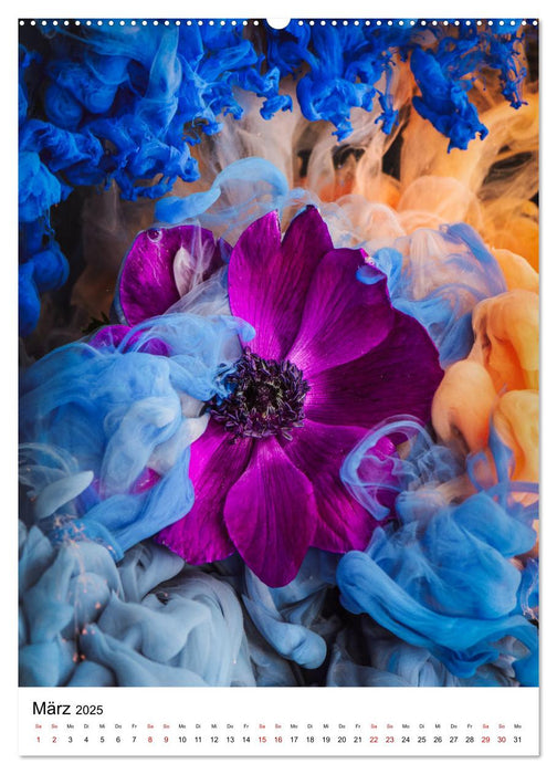 Spiel der Farben - Blüten unter Wasser mit Acrylfarben (CALVENDO Premium Wandkalender 2025)