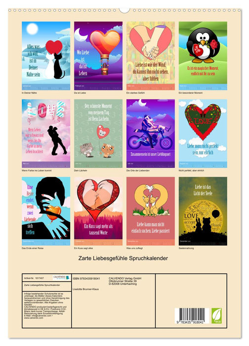 Zarte Liebesgefühle Spruchkalender (CALVENDO Wandkalender 2025)