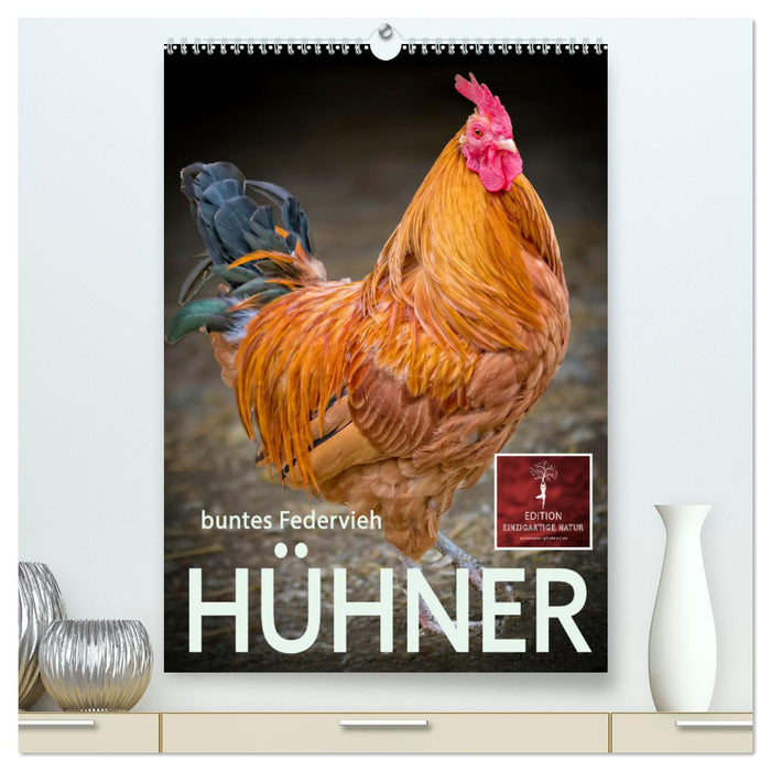 Hühner - buntes Federvieh (CALVENDO Premium Wandkalender 2025)