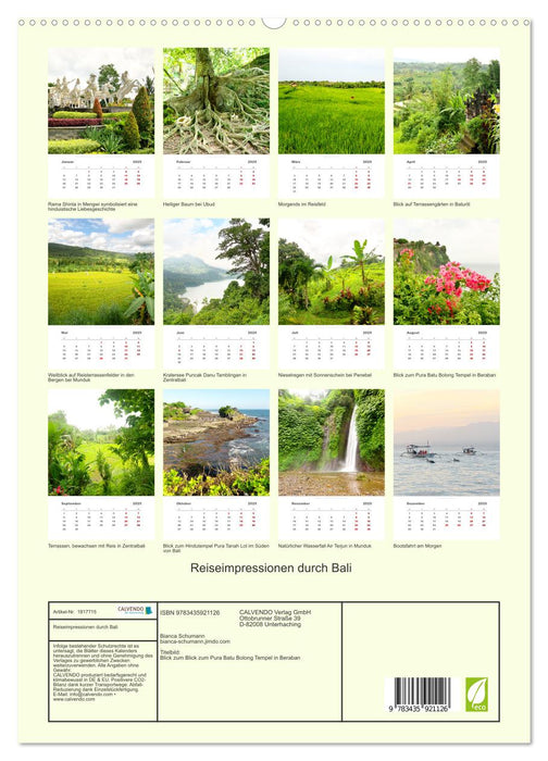 Reiseimpressionen durch Bali (CALVENDO Wandkalender 2025)