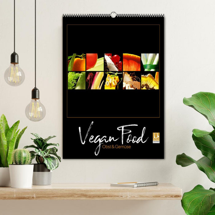 Vegan Food Kalender – Obst und Gemüse auf Schwarz (CALVENDO Wandkalender 2025)