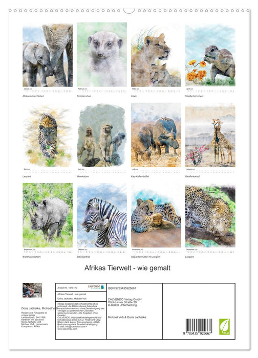 Afrikas Tierwelt - wie gemalt (CALVENDO Wandkalender 2025)