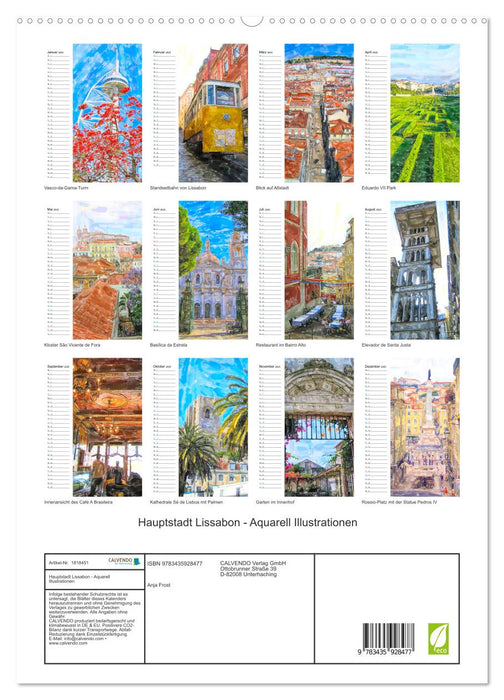 Hauptstadt Lissabon - Aquarell Illustrationen (CALVENDO Premium Wandkalender 2025)