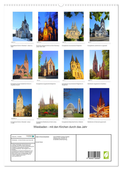 Wiesbaden - mit den Kirchen durch das Jahr (CALVENDO Premium Wandkalender 2025)