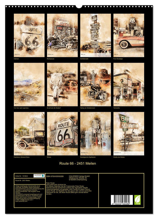 Route 66 - 2451 Meilen (CALVENDO Wandkalender 2025)