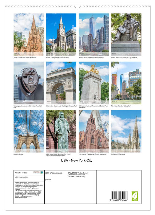 USA - New York City (CALVENDO Wandkalender 2025)