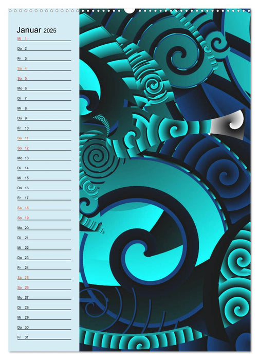 Grafische Farbenfreude Planer (CALVENDO Premium Wandkalender 2025)