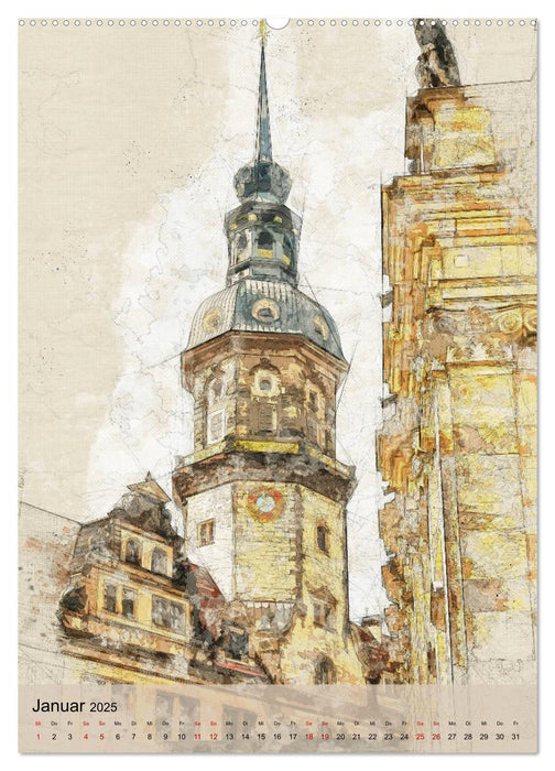 Dresden wie gemalt (CALVENDO Premium Wandkalender 2025)