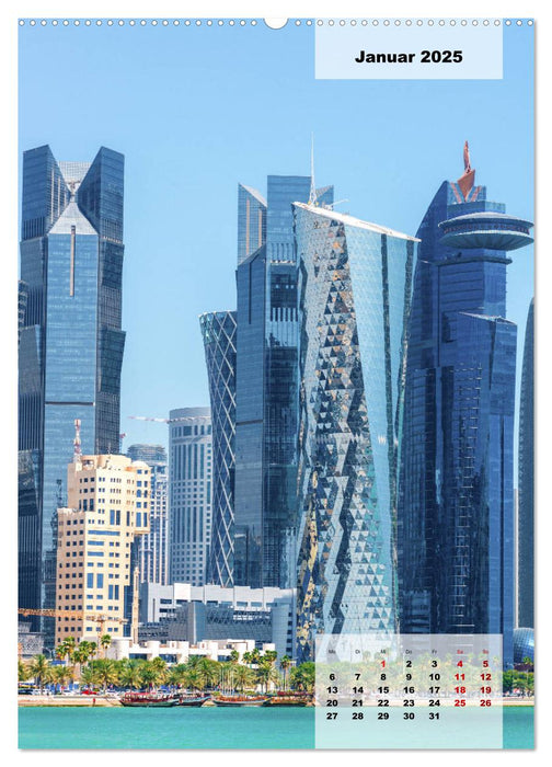 Doha Leuchtende Hauptstadt von Katar (CALVENDO Premium Wandkalender 2025)