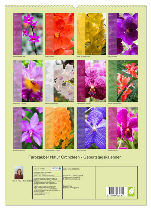 Farbzauber Natur Orchideen - Geburtstagskalender (CALVENDO Premium Wandkalender 2025)