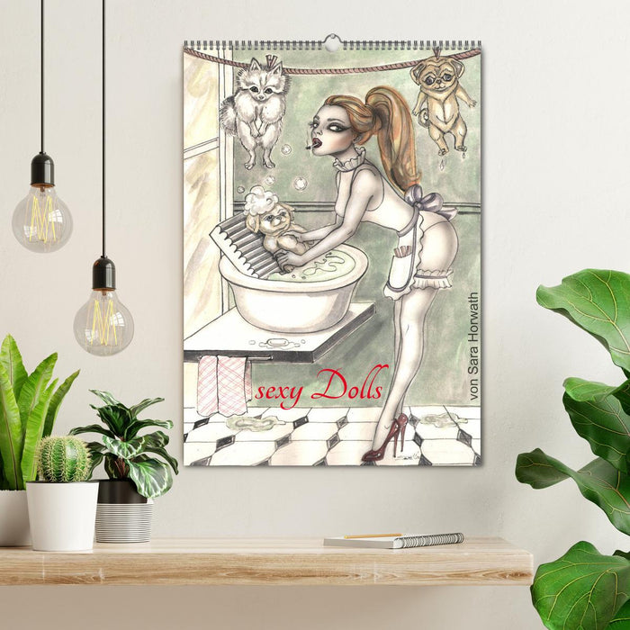 SEXY DOLLS - süße Pin-up Illustrationen, Zeichnungen, Grafiken und Malerei der Marke "Burlesque up your wall" von Sara Horwath (CALVENDO Wandkalender 2025)