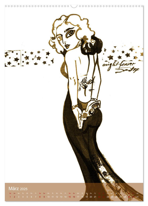 SEXY DOLLS - süße Pin-up Illustrationen, Zeichnungen, Grafiken und Malerei der Marke "Burlesque up your wall" von Sara Horwath (CALVENDO Wandkalender 2025)