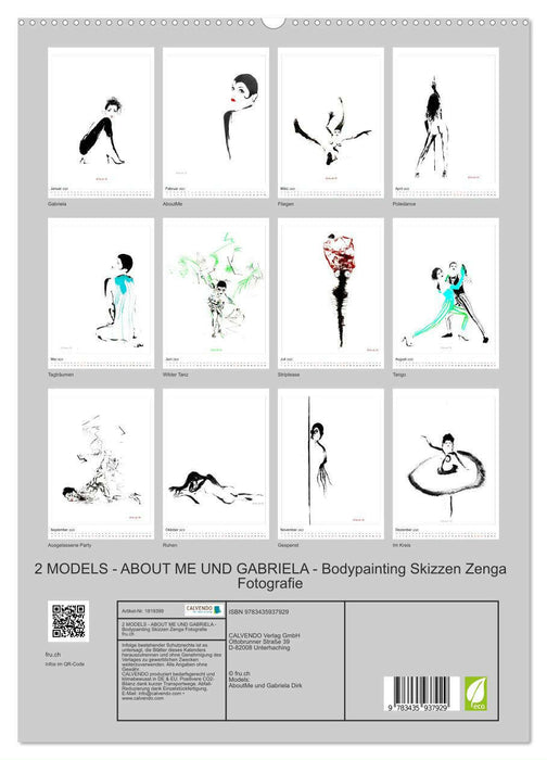 2 MODELS - ABOUT ME UND GABRIELA - Bodypainting Skizzen Zenga Fotografie (CALVENDO Premium Wandkalender 2025)