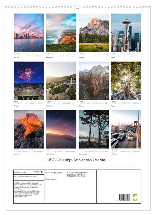 USA - Vereinigte Staaten von Amerika (CALVENDO Wandkalender 2025)